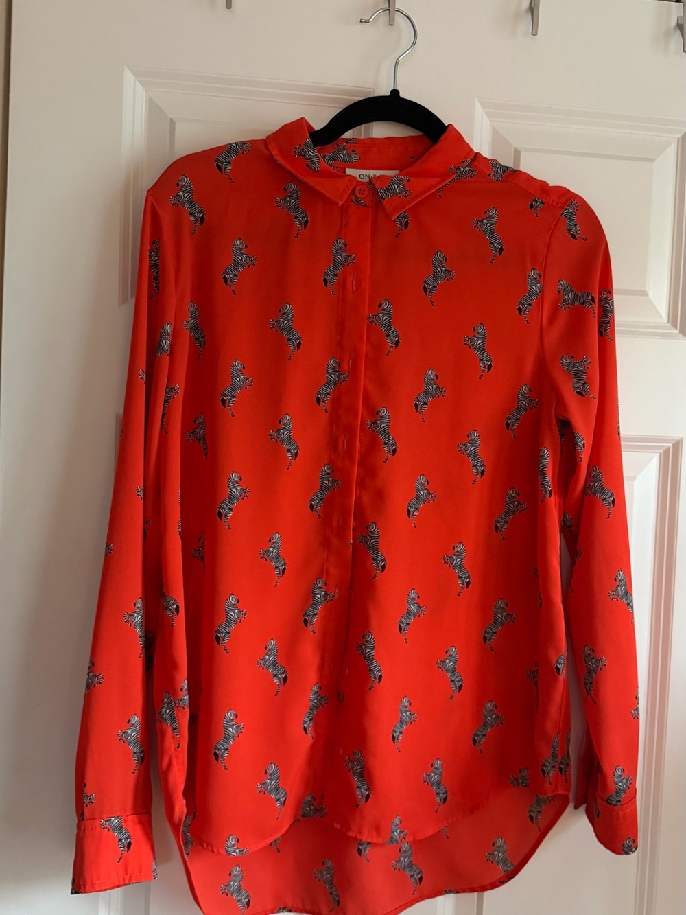 Orange Zebra-Print Button Down Shirt
